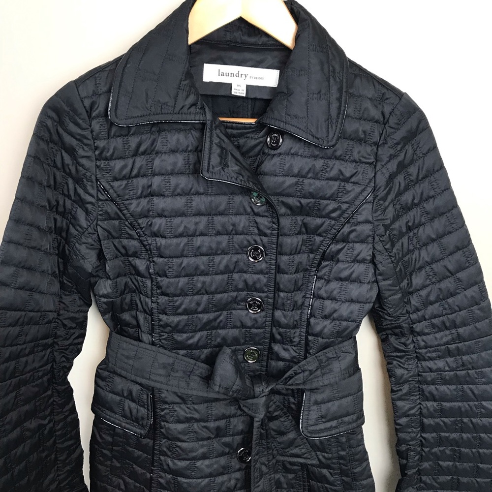 Laundry By Design XS Black Quilted Tied Jacket - Picture 3 of 7